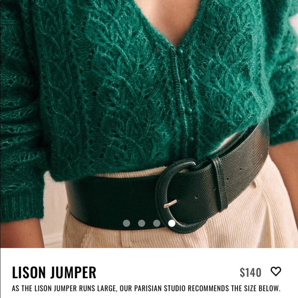 Lison Sézane sweater in green emerald, purchased a week ago. Brand new no tags